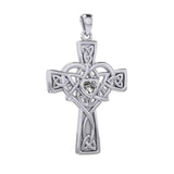 Celtic Heart Birthstone Trinity Cross Silver Pendant TPD5991 - Jewelry