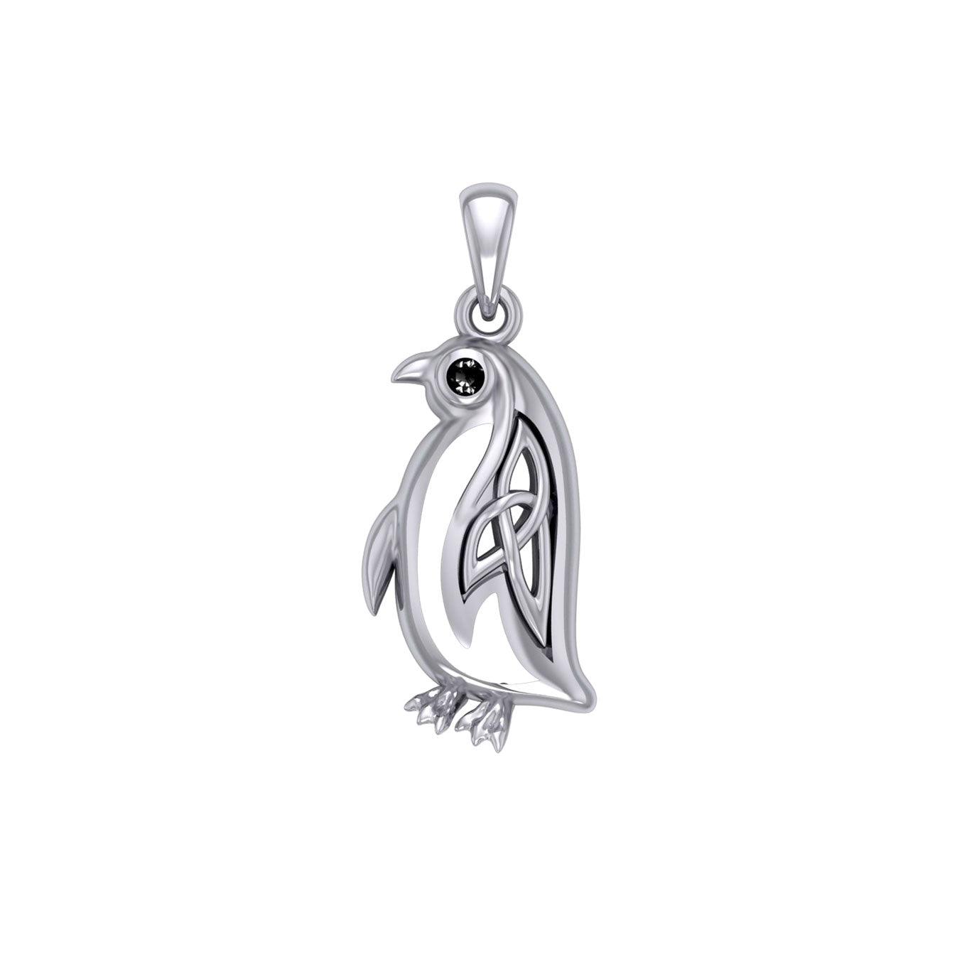 Celtic Spirit of The Antarctic Penguin Silver Pendant with Gem TPD6010 - Jewelry