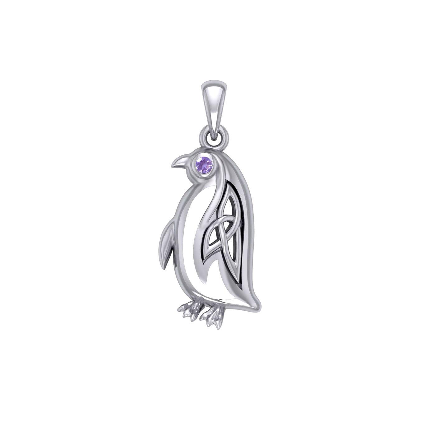 Celtic Spirit of The Antarctic Penguin Silver Pendant with Gem TPD6010 - Jewelry