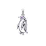 Celtic Spirit of The Antarctic Penguin Silver Pendant with Gem TPD6010 - Jewelry