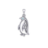 Celtic Spirit of The Antarctic Penguin Silver Pendant with Gem TPD6010 - Jewelry