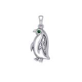 Celtic Spirit of The Antarctic Penguin Silver Pendant with Gem TPD6010 - Jewelry