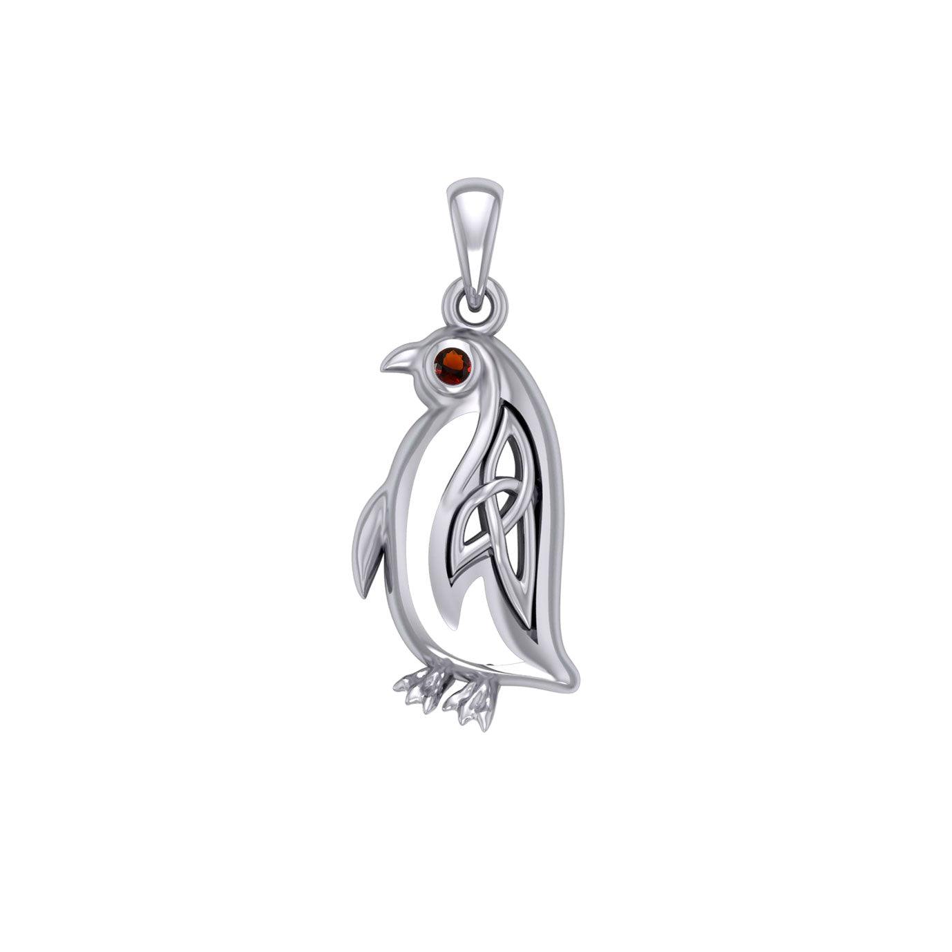 Celtic Spirit of The Antarctic Penguin Silver Pendant with Gem TPD6010 - Jewelry