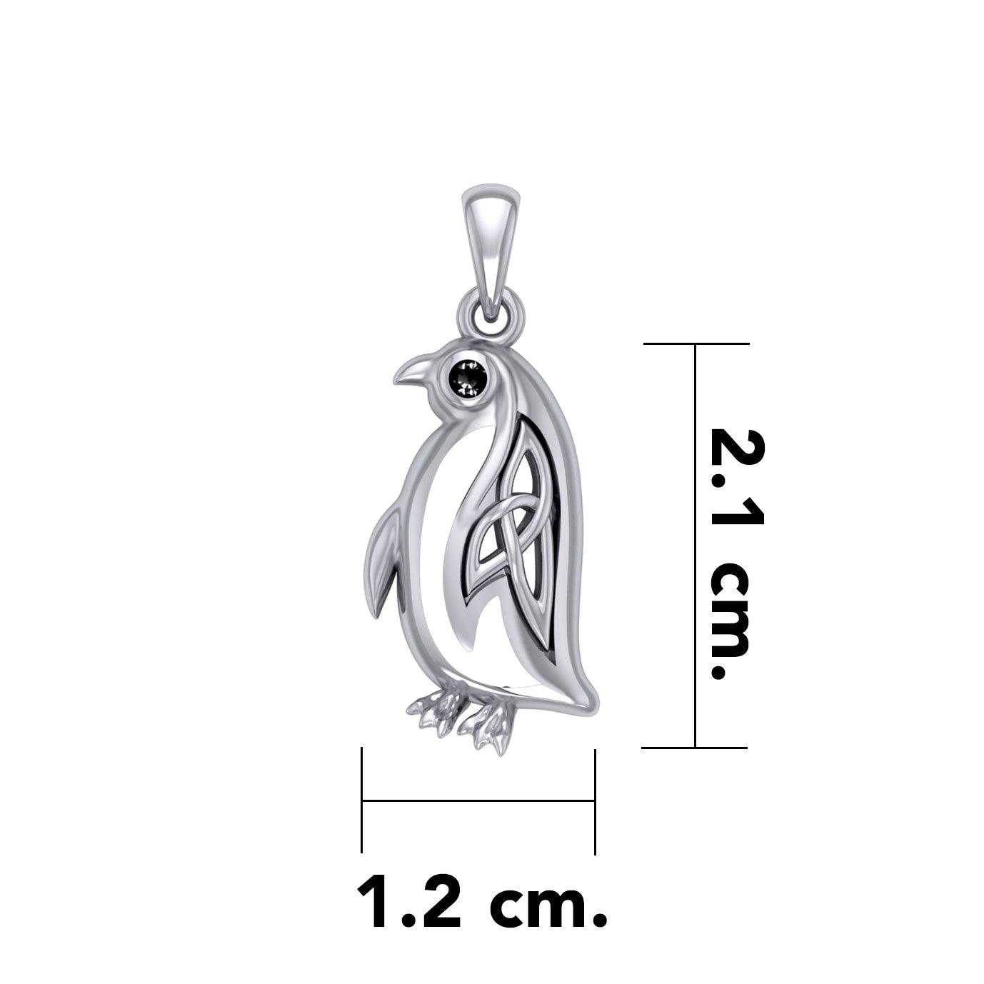 Celtic Spirit of The Antarctic Penguin Silver Pendant with Gem TPD6010 - Jewelry
