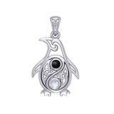 Celtic Yin Yang Spirit of The Antarctic Penguin Silver Pendant with Gem TPD6014 - Jewelry
