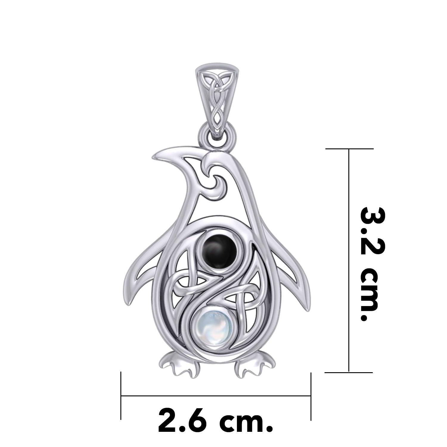 Celtic Yin Yang Spirit of The Antarctic Penguin Silver Pendant with Gem TPD6014 - Jewelry