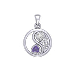 Celtic Yin Yang Love Silver Pendant with Gemstone TPD6019 - Jewelry