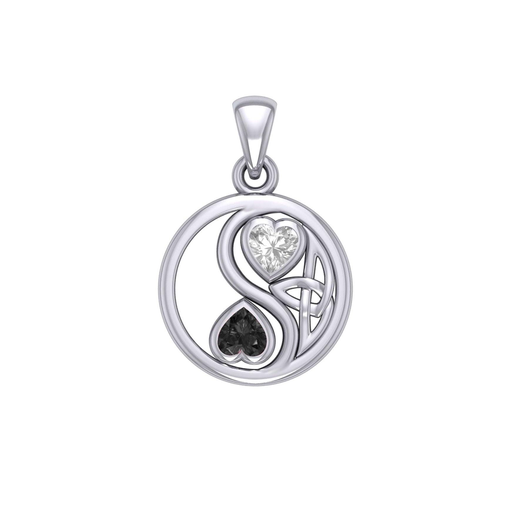 Celtic Yin Yang Love Silver Pendant with Gemstone TPD6019 - Jewelry