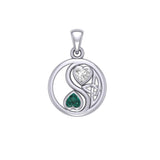 Celtic Yin Yang Love Silver Pendant with Gemstone TPD6019 - Jewelry