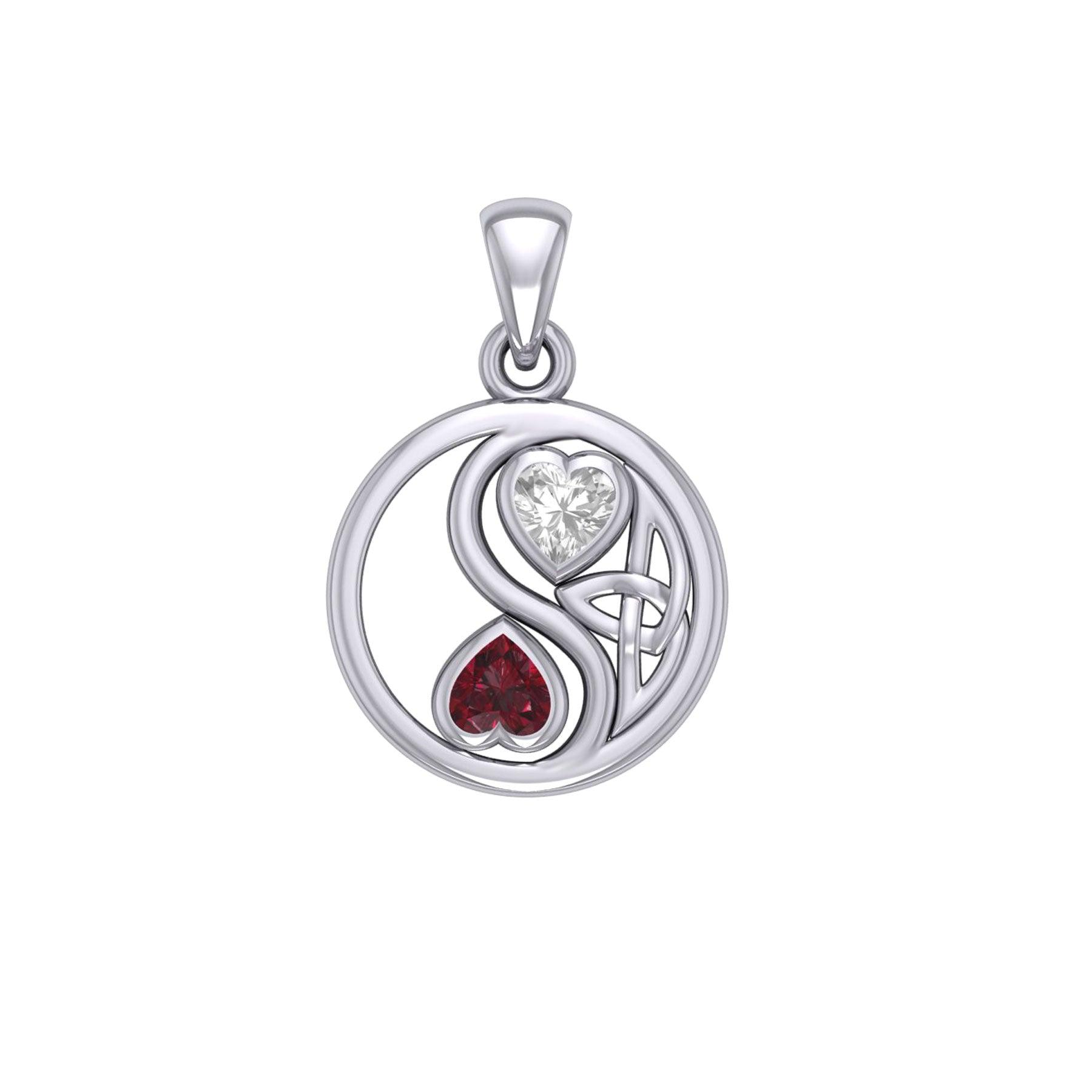 Celtic Yin Yang Love Silver Pendant with Gemstone TPD6019 - Jewelry