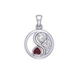 Celtic Yin Yang Love Silver Pendant with Gemstone TPD6019 - Jewelry