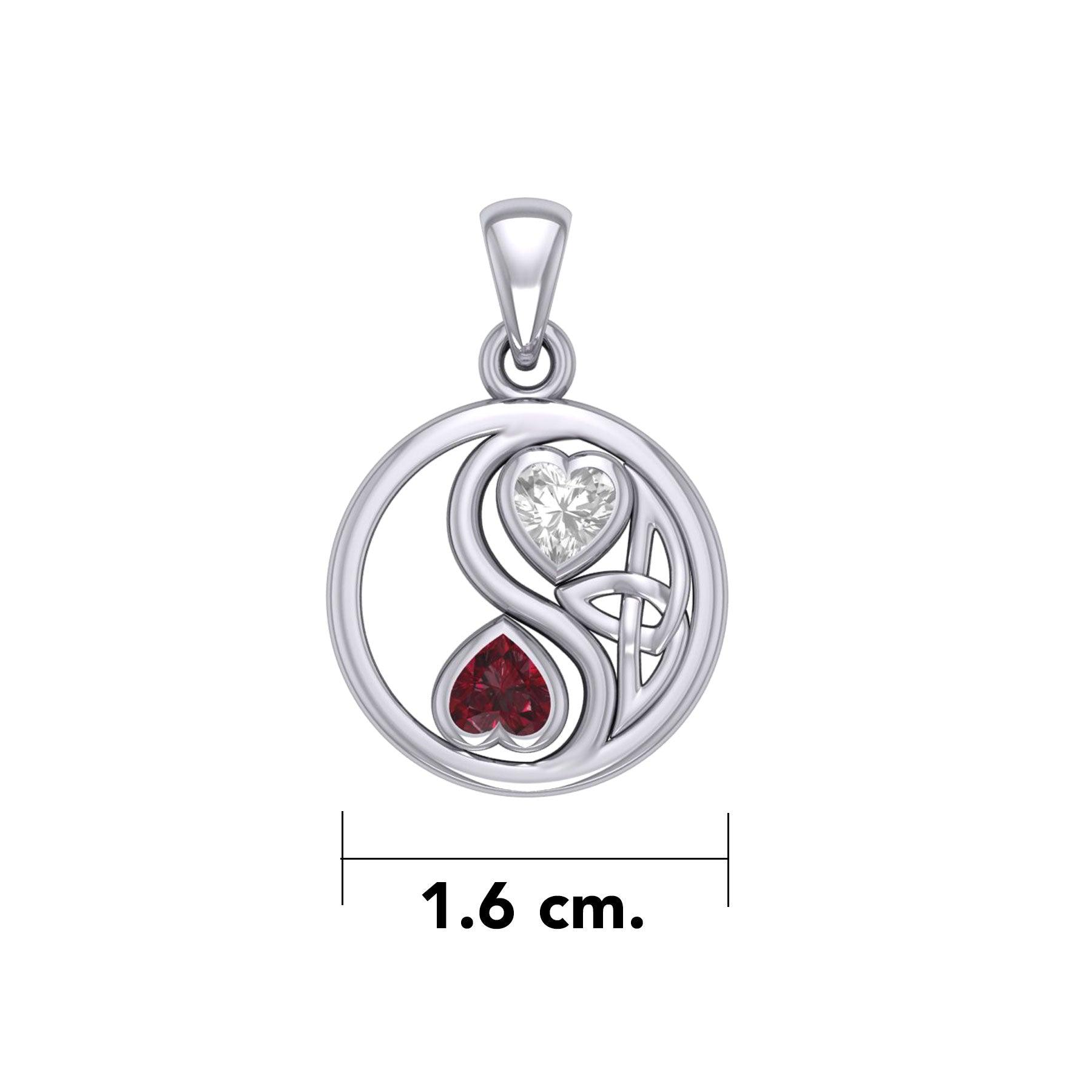 Celtic Yin Yang Love Silver Pendant with Gemstone TPD6019 - Jewelry