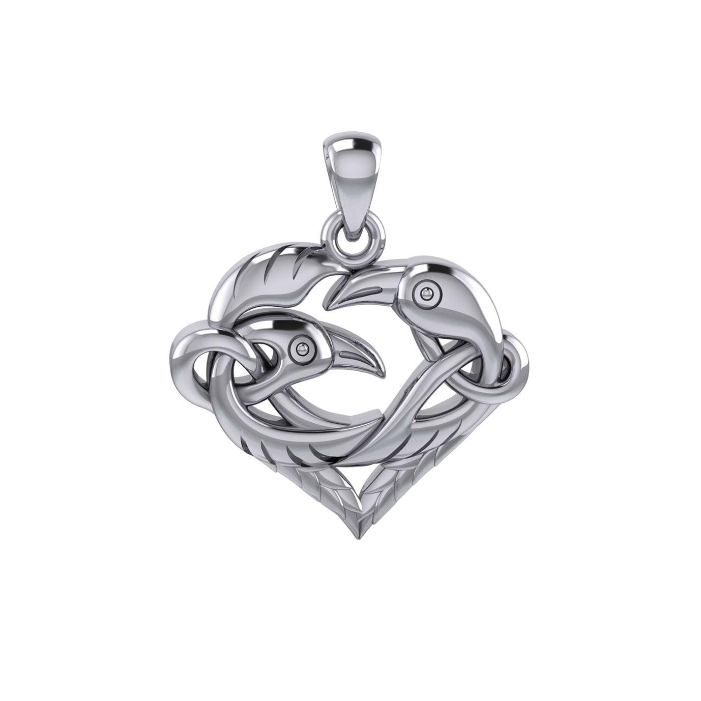 Love of The Mythical Celtic Heart Raven Silver Jewelry Pendant TPD6024 - Jewelry