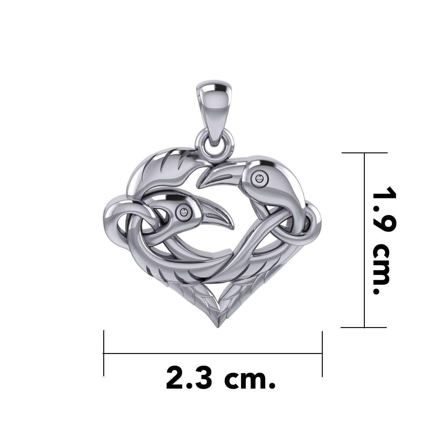 Love of The Mythical Celtic Heart Raven Silver Jewelry Pendant TPD6024 - Jewelry