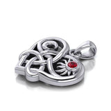 Celtic Trinity Heart with Sun and Moon Silver Pendant with Gemstone TPD6026 - Jewelry