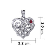 Celtic Trinity Heart with Sun and Moon Silver Pendant with Gemstone TPD6026 - Jewelry