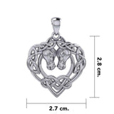 Double Horses in The Celtic Heart Silver Pendant TPD6027 - Jewelry