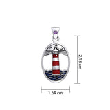 Lighthouse and Gem Silver Pendant TPD603