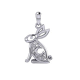 Celtic Rabbit or Hare With Crescent Moon Sterling Silver Pendant TPD6036
