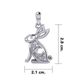 Celtic Rabbit or Hare With Crescent Moon Silver Pendant TPD6036 - Jewelry