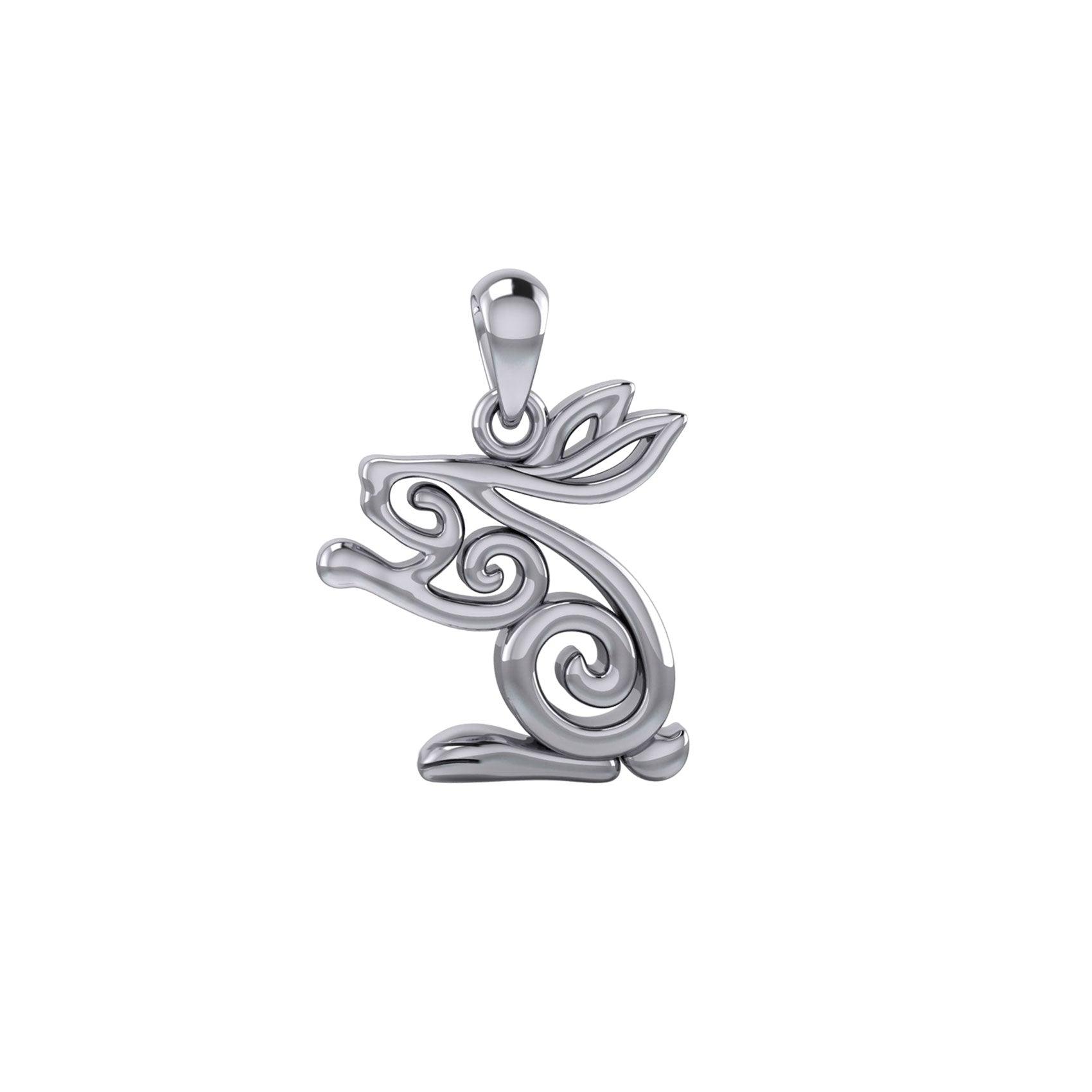 Celtic Spiral Rabbit or Hare Silver Pendant TPD6037 - Jewelry