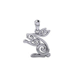 Celtic Spiral Rabbit or Hare Silver Pendant TPD6037 - Jewelry