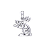 Celtic Spiral Rabbit or Hare Silver Pendant TPD6037 - Jewelry