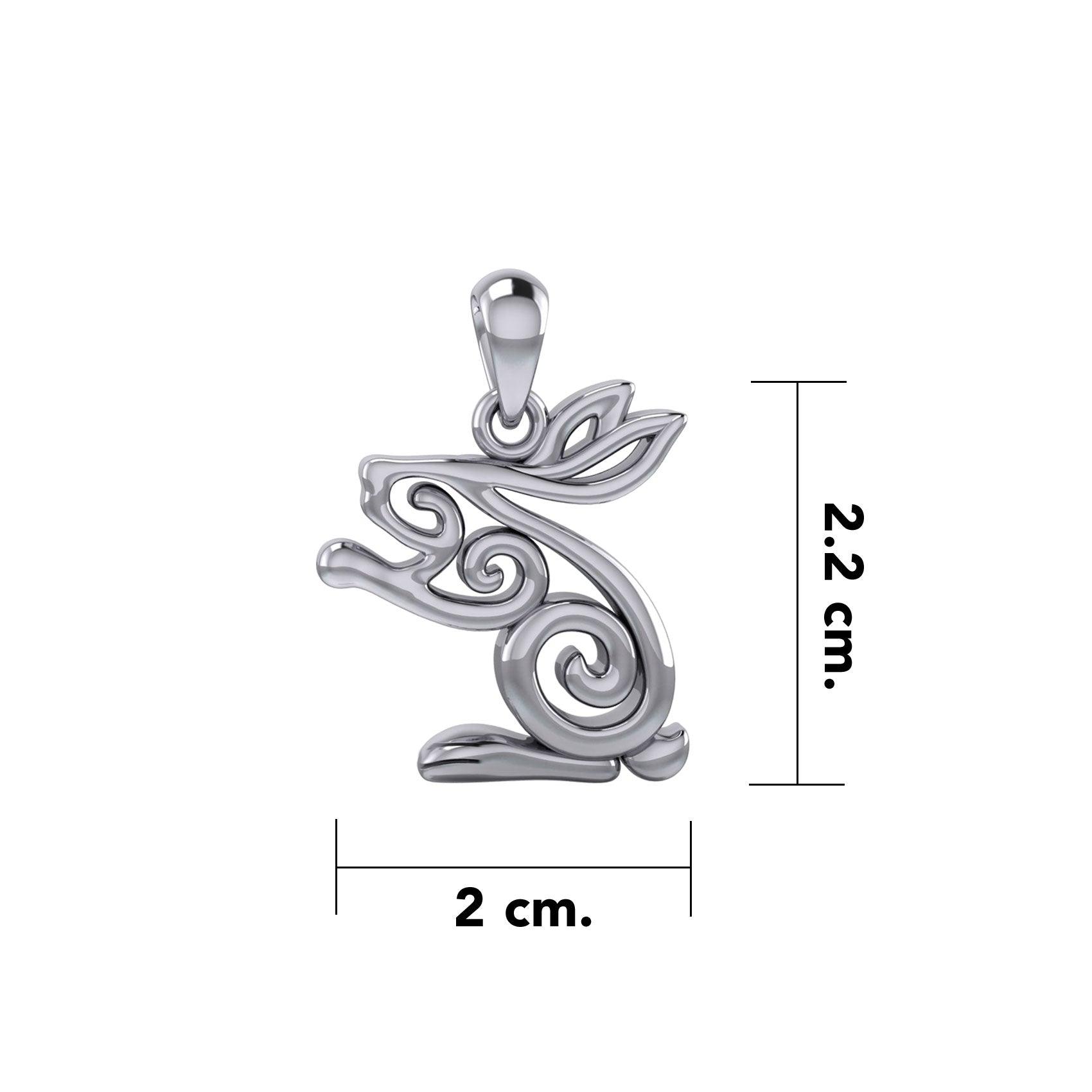 Celtic Spiral Rabbit or Hare Silver Pendant TPD6037 - Jewelry