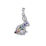 Rabbit or Hare Silver Pendant with Chakra Gemstone TPD6039 - Jewelry