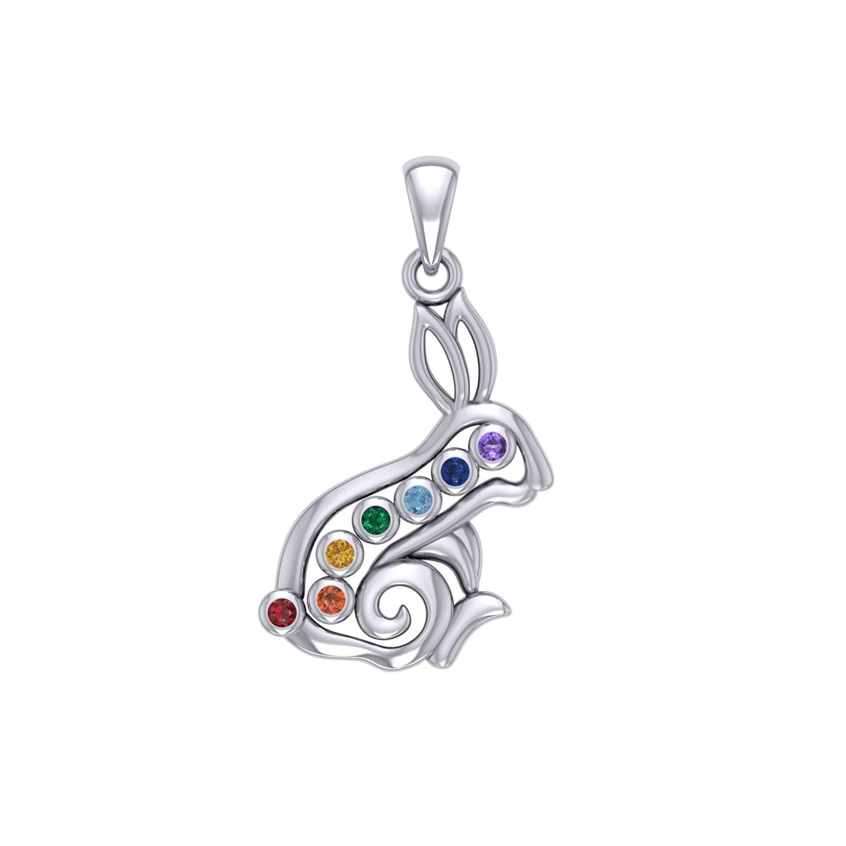Rabbit or Hare Silver Pendant with Chakra Gemstone TPD6039 - Jewelry