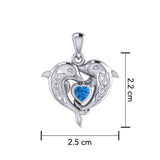 Celtic Double Dolphin With Heart Gemstone Pendant TPD6046 - Jewelry