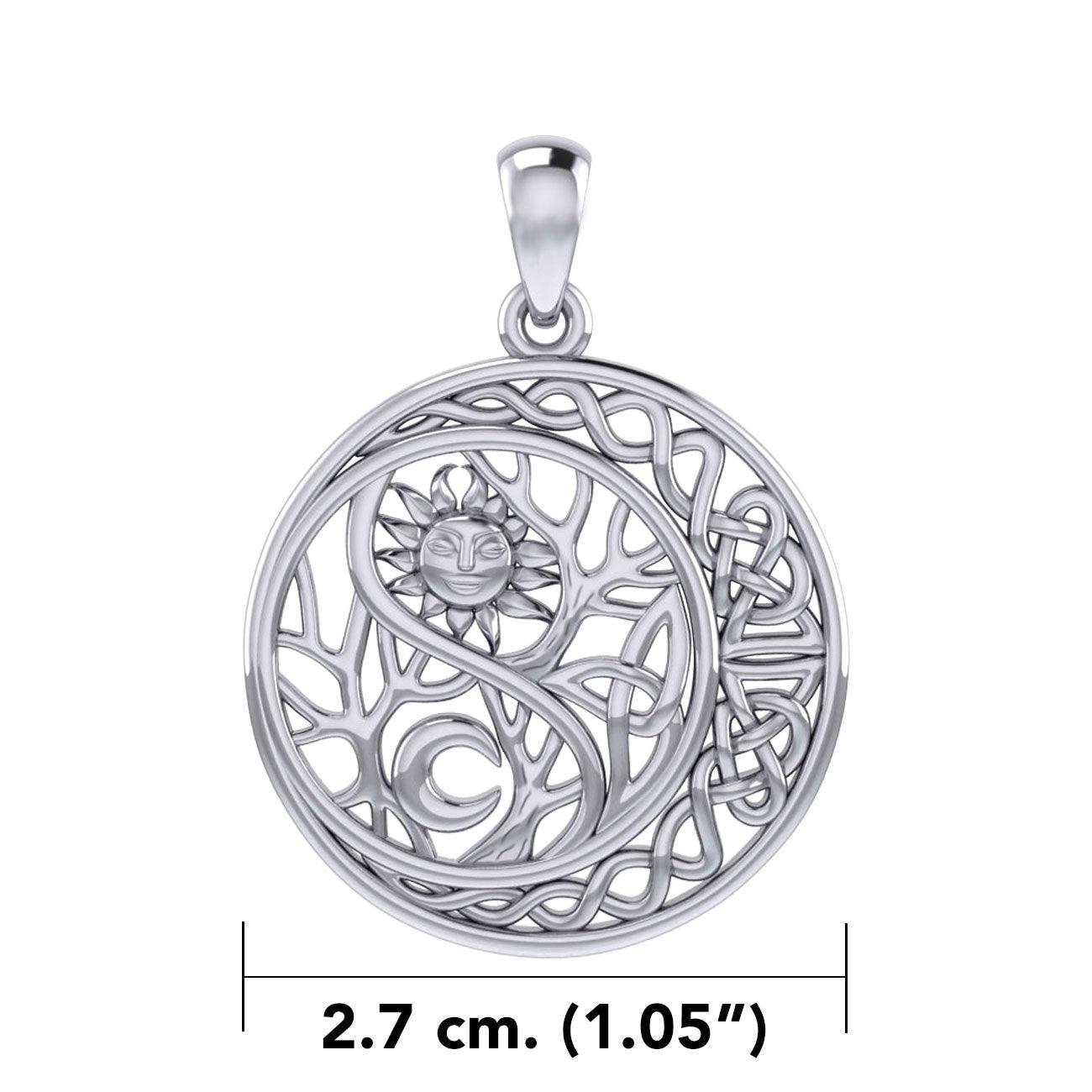The Yin Yang Tree of Life on Celtic Crescent Moon Silver Pendant TPD6060 - Jewelry
