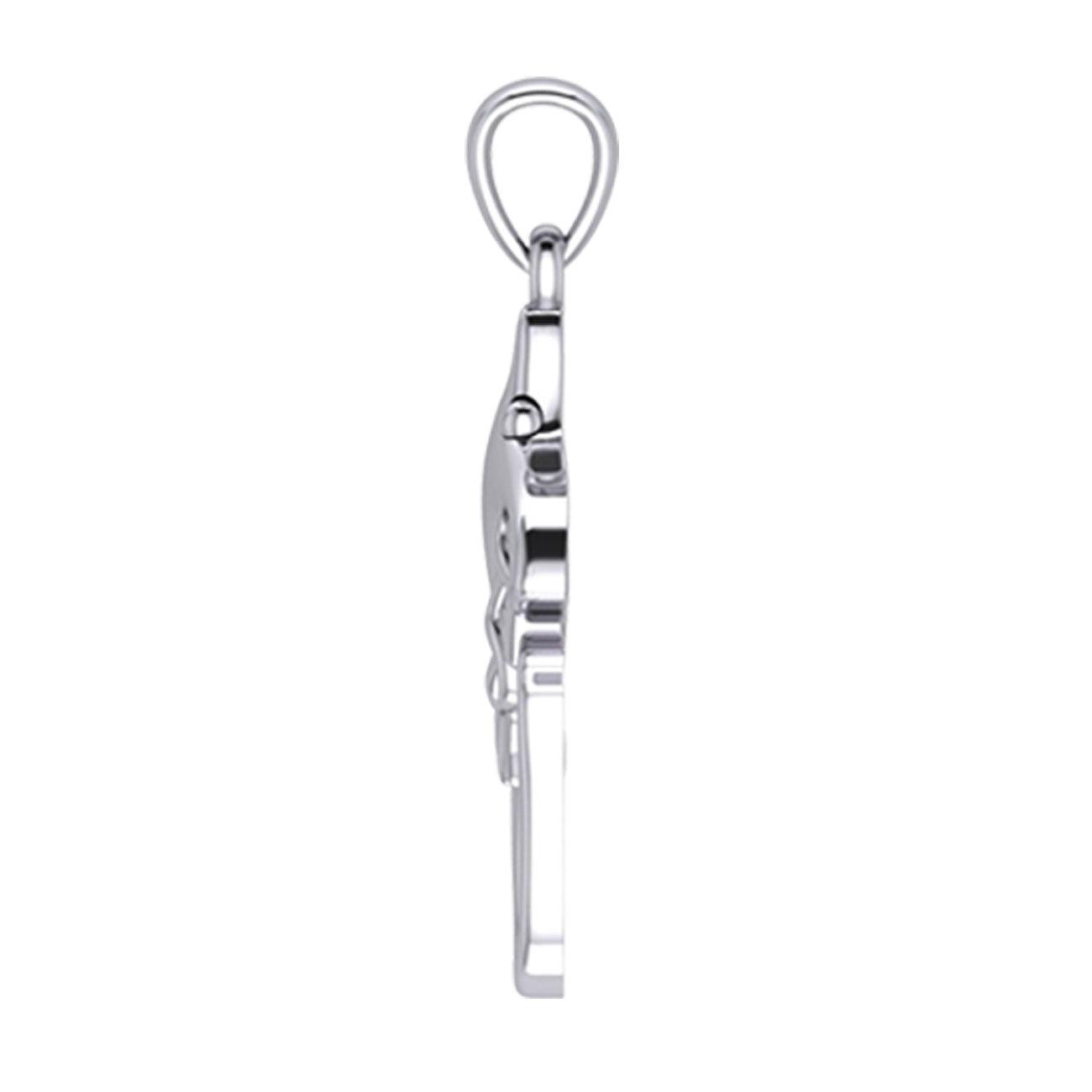Manta Ray With Double Hearts Silver Pendant TPD6071 - Jewelry