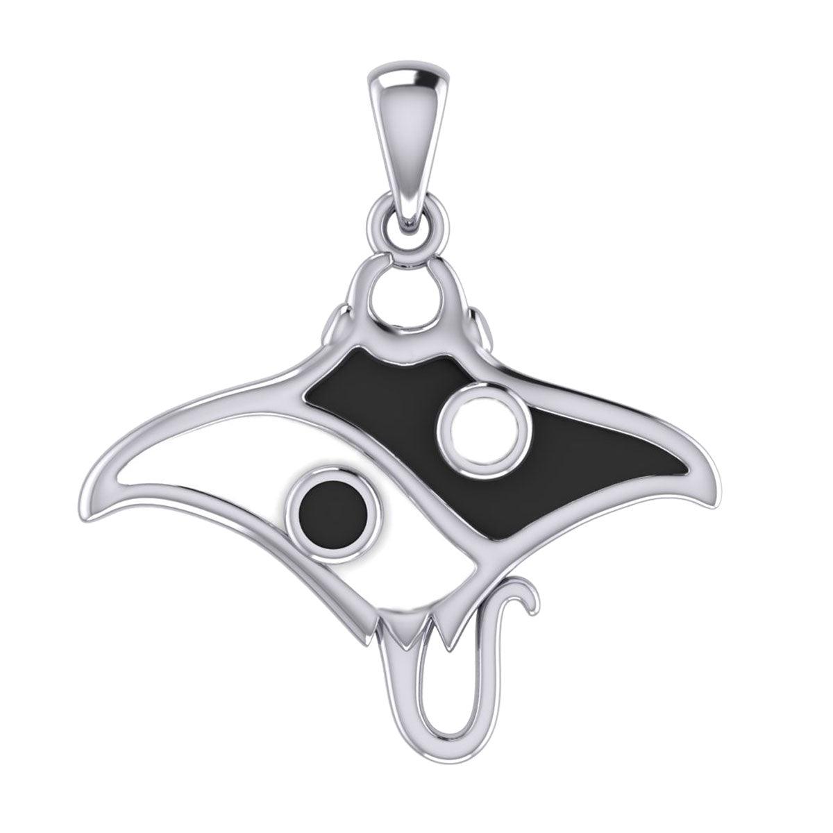 The Manta Ray with Yin Yang Symbol Silver Pendant TPD6075 - Jewelry