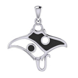 The Manta Ray with Yin Yang Symbol Silver Pendant TPD6075 - Jewelry