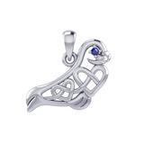 Seal with double Celtic Heart and Gemstone Eye Silver Pendant TPD6076 - Jewelry