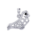 Seal with double Celtic Heart and Gemstone Eye Silver Pendant TPD6076 - Jewelry