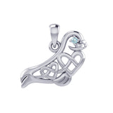 Seal with double Celtic Heart and Gemstone Eye Silver Pendant TPD6076 - Jewelry