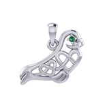 Seal with double Celtic Heart and Gemstone Eye Silver Pendant TPD6076 - Jewelry