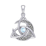 Trinity Knot with Celtic Crescent Moon Silver Pendant with Gemstone TPD6079 - Jewelry