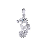 Celtic Seahorse And Double Heart With Stone Pendant TPD6080 - Jewelry