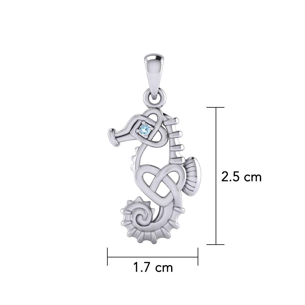 Celtic Seahorse And Double Heart With Stone Pendant TPD6080 - Jewelry