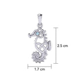 Celtic Seahorse And Double Heart With Stone Pendant TPD6080 - Jewelry