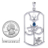 The Trishul Om Swastik Symbols Silver Pendant with Gemstone TPD7002 - Jewelry