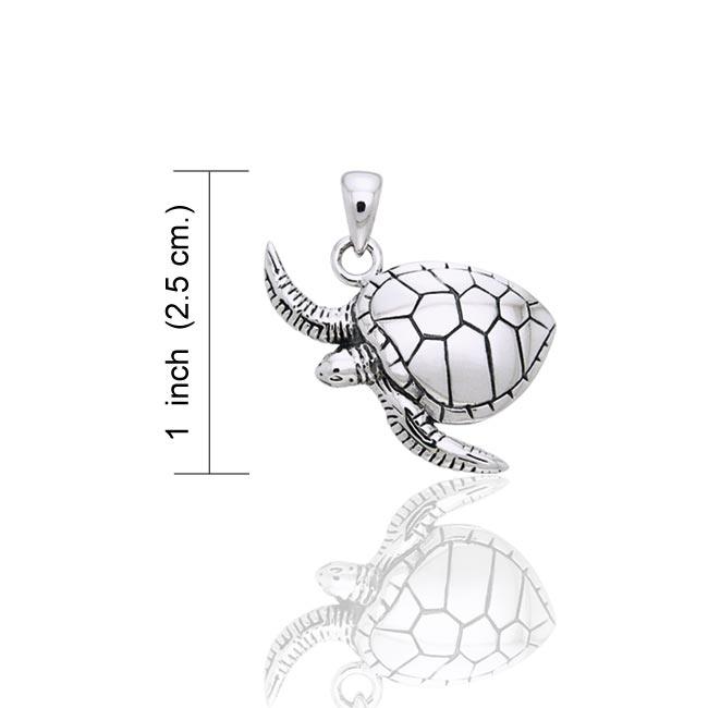 Silver Sea Turtle Pendant TPD828 - Jewelry