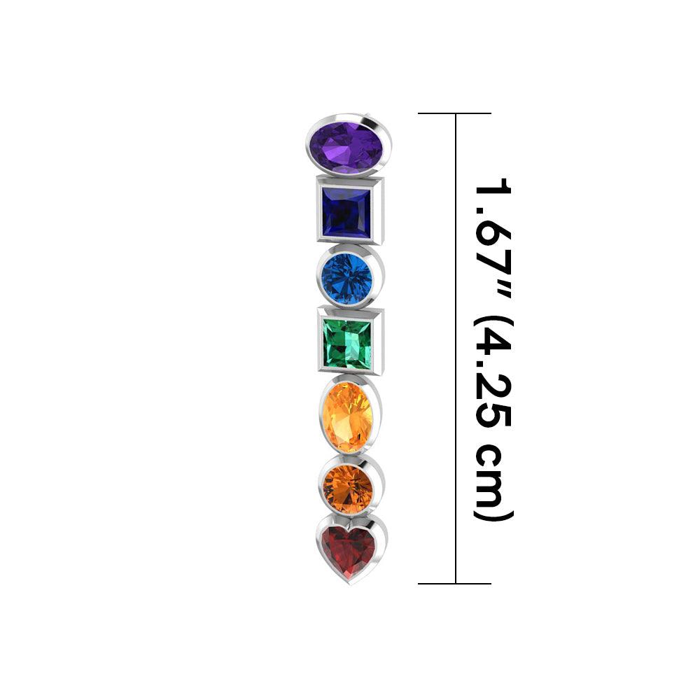 Silver Chakra with Gems Pendant TPD856 - Jewelry