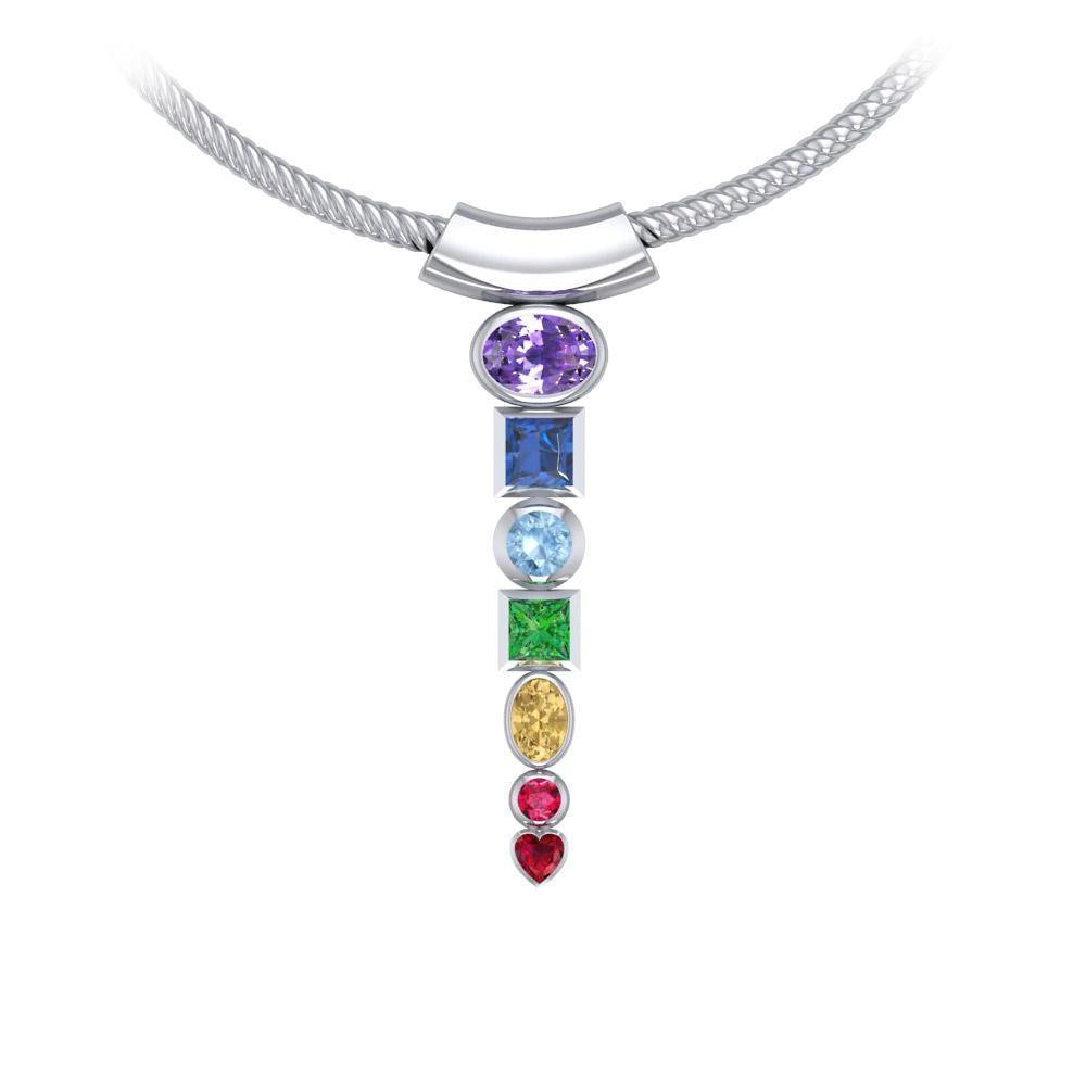 A vital healing ~ Sterling Silver Chakra Pendant with Gemstones TPD857 - Jewelry