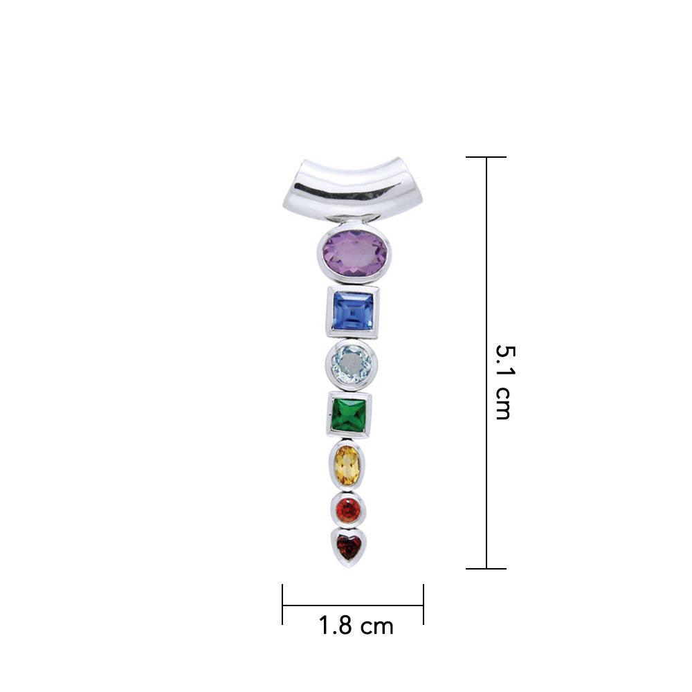 A vital healing ~ Sterling Silver Chakra Pendant with Gemstones TPD857 - Jewelry