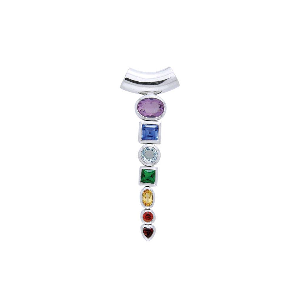 A vital healing ~ Sterling Silver Chakra Pendant with Gemstones TPD857 - Jewelry