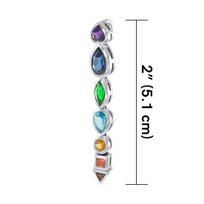 Silver Chakra with Gems Pendant TPD859 - Jewelry